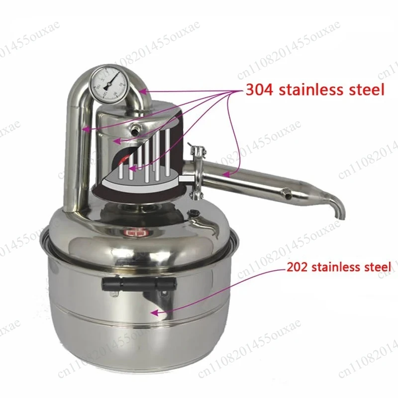 10L Water Alcohol Distiller, Small Household Home‑Brew Still Kit Portable Wine Making Brewing Distillation Equipment