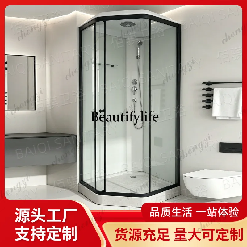 S178 shower room arc fan-shaped household shower partition integrated bath room tempered glass closure