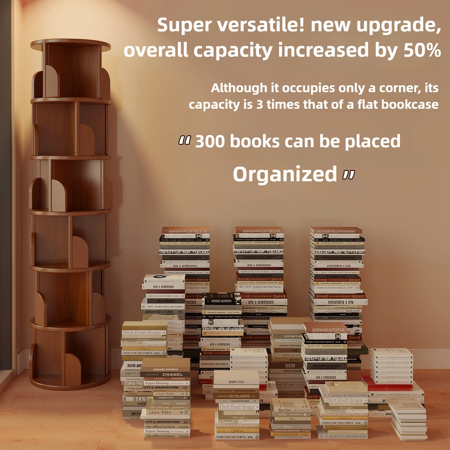 360° Rotating Bookshelf – Movable Storage Cabinet for Home & Living Room