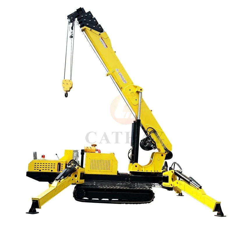 1200kgs 1.2ton 6m 25m Lifting Height Compact Mini Spider Crane With Telescopic Boom For Sale