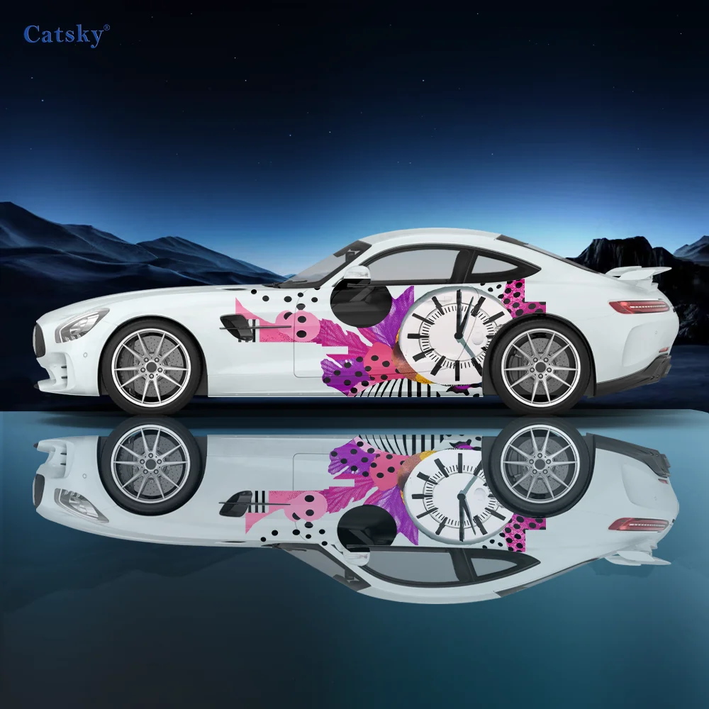 

Clock Color Explosion Car Vinyl Wraps Decal Self-adhesive PVC Sticker Suitable for Trucks SUV Decoration Auto Accessories Gift