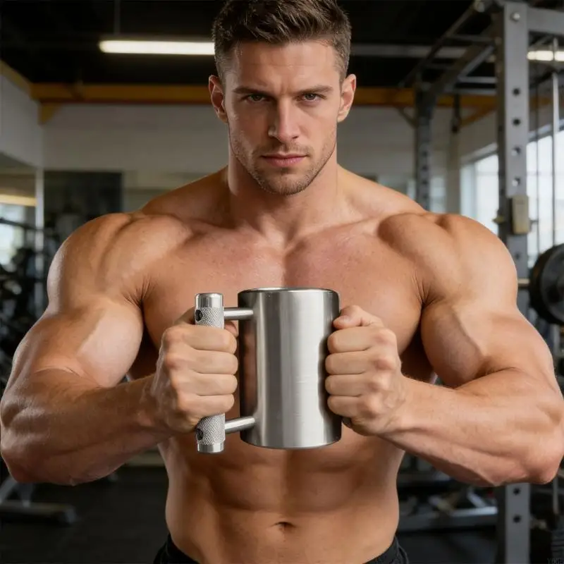 

Fitness Theme Dumbbell Bottle 304Stainless Steel Texture Double Wall Insulation Suitable for Hot and Cold Beverages Y5GB