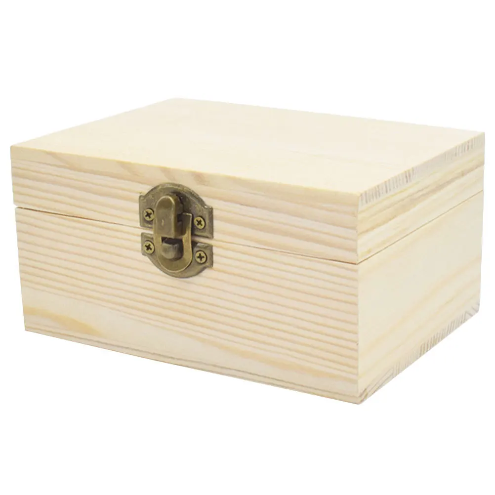 

Large Unfinished Wood Box Blank Jewelry Storage Chest Wooden Gift Box for Craft Painting Boxes with Lids
