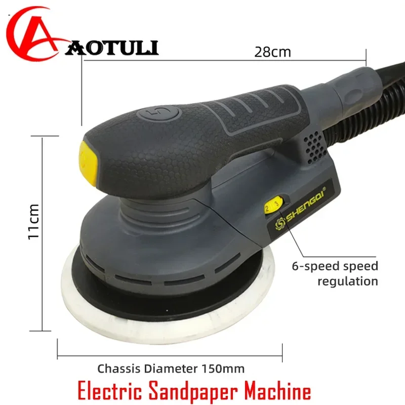 6‑Inch 150mm Random‑Orbital Electric Sander, 5mm Eccentric Stroke Sanding Machine for Car‑Body Putty, Metal and Wood Surface Gri