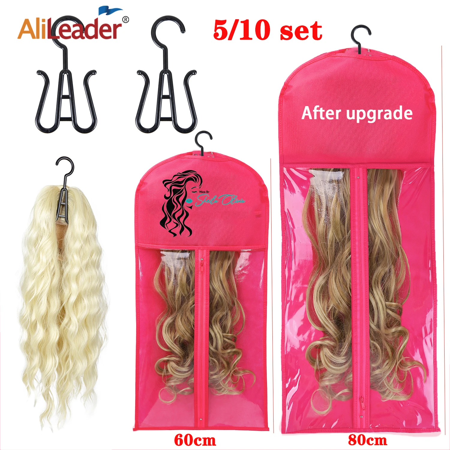 

Hair Extension Bag Black Pink Blue Purple White Wig Storage Bag With Hanger Portable Hair Extension Storage Carrier Bag For Wigs