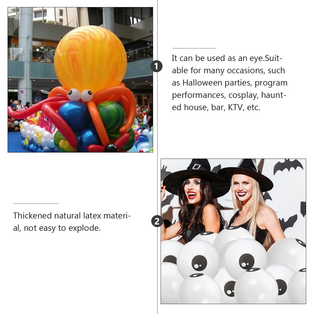 

100Pcs Halloween Balloons Thickened Natural Latex Bright Colors Party Decoration Halloween Party Adornment Supplies