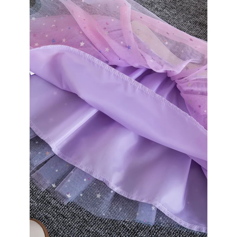 

Girls' Gradient Color Sequined Tulle Pettiskirt, a Cute And Sparkly Dance Skirt Little Princesses