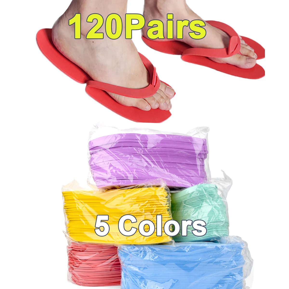 Disposable Pedicure Flip Flops Hotel Foam Slippers for Salon Spa 120Pairs