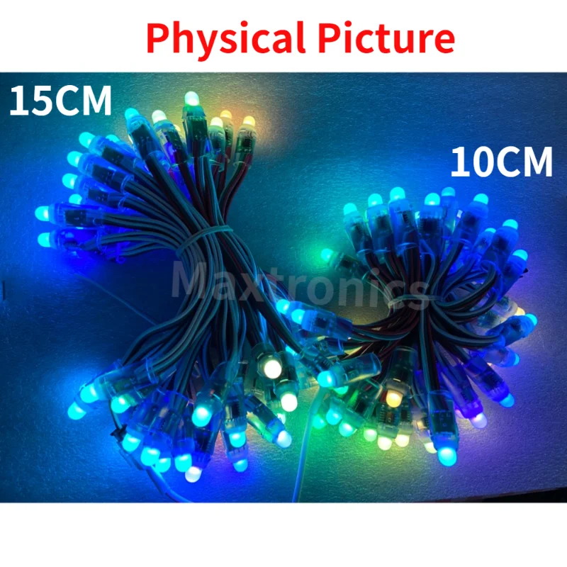 50pcs 10cm/15cm Wires DC5V WS2811 Full Color LED Pixel Light Modules 12mm IP68 Waterproof RGB Digital LED Strings 4m/6.5meter