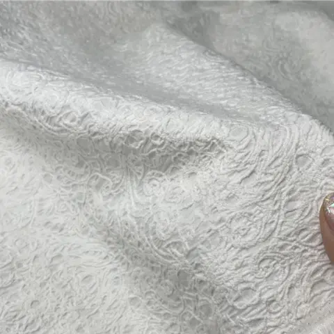 जैक्वार्ड कॉटन फैब्रिक, यूरोपियन अमेरिकन ब्रोकेड फैब्रिक, DIY सिलाई के लिए, सफेद ड्रेस ओवरकोट कपड़ा, मीटर के हिसाब से 6 best sales सफेद ब्रोकेड कपड़ा - №4