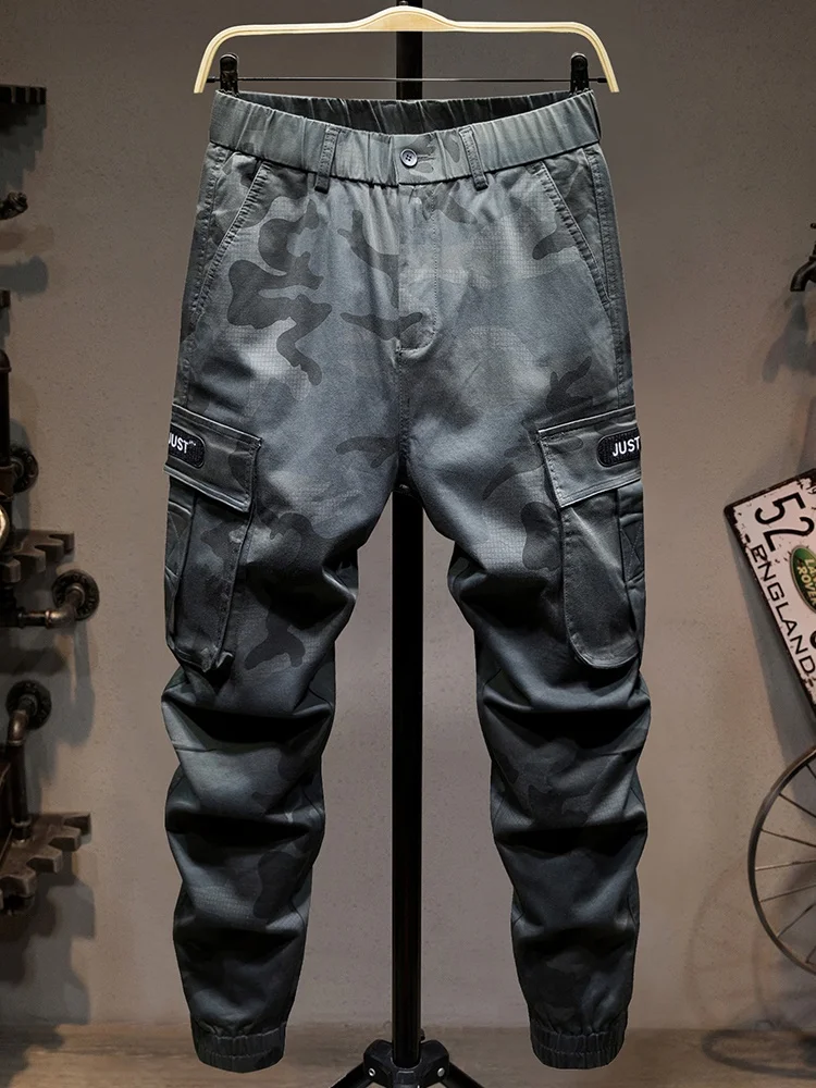 

Outdoor Camouflage Work Pants Men's Loose Elastic Waist Multi-Pocket Casual Trousers Youth Trendy Sports Long Trousers