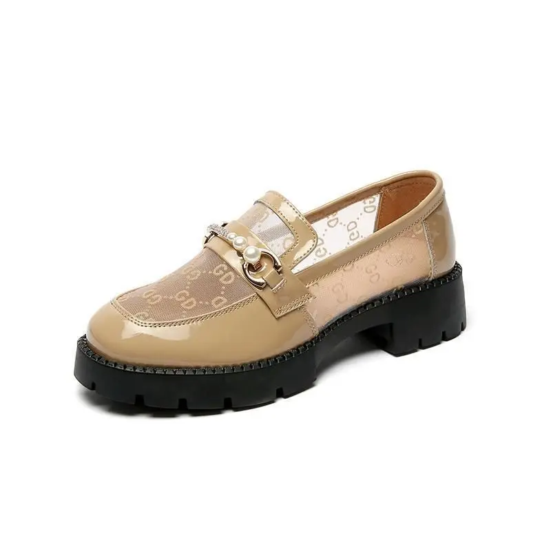 Shoes for Women 2024 Chic and Elegant Ladies Summer Footwear Normal Leather Casual Transparent Clear Round Toe Genuine Mark A 39