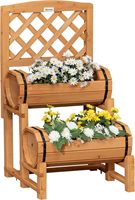 Vertical outdoor planter with half barrel raised design, grid included, made of fir wood. Dimensions: 45 x 45 x 80 cm.