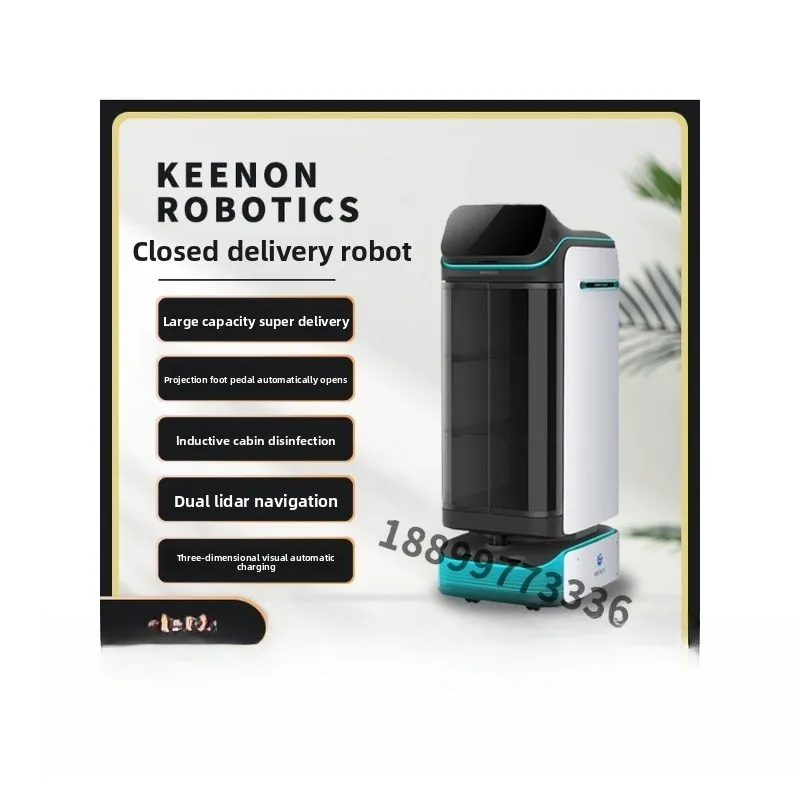 T3 intelligent food delivery robot, automatic induction door closed, large-capacity food delivery, food delivery, dish serving