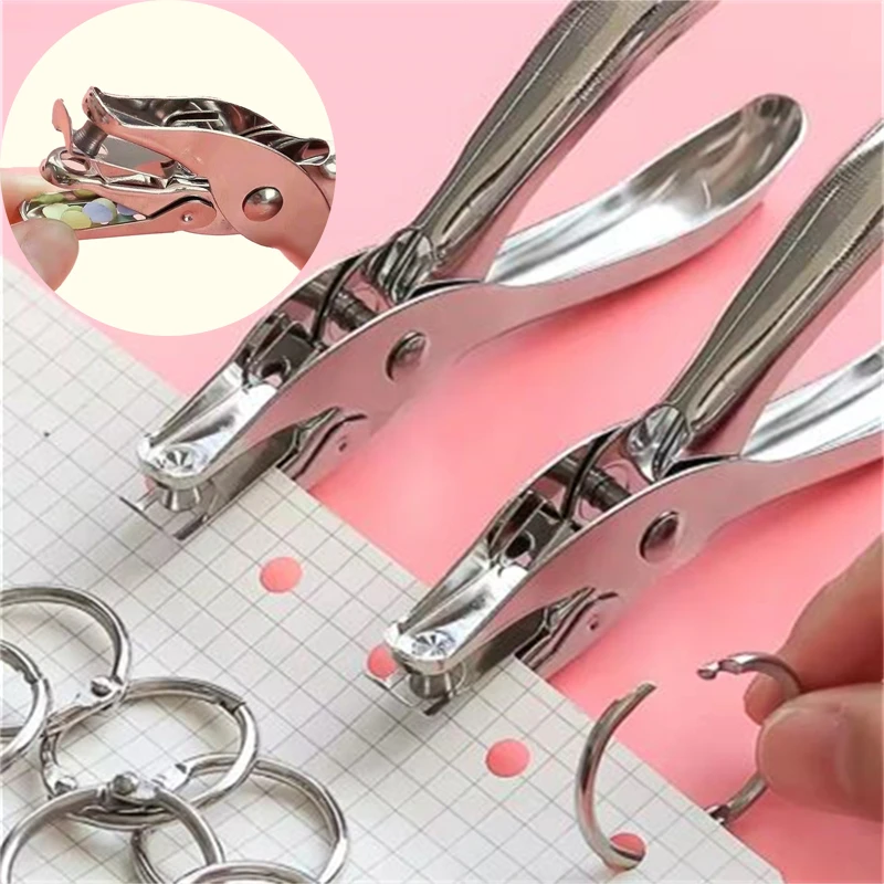 Metal 3/6mm Circular Hole Single-Hole Handheld Punching Machine, Capable of Punching Through 8 Sheets of A4 Paper - A Punch Tool
