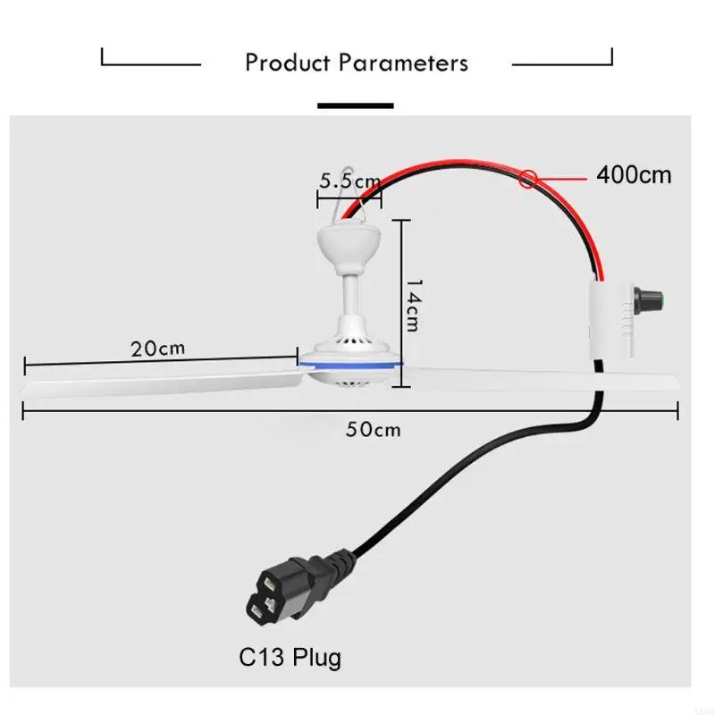 調整可能な速度ハンギングファンエアクーラーC13プラグミニキャノピー寮ファン12V-85V N58D