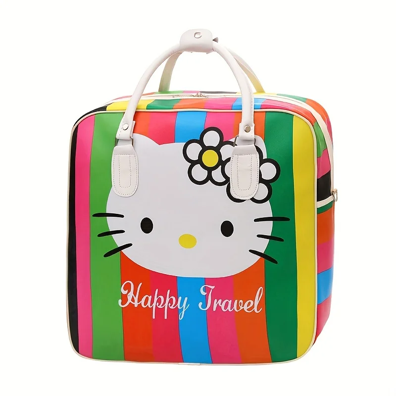 MINISO - Sanrio Hello Kitty Travel Bag, Kawaii Top Handle Storage Luggage Bag For Outdoor, Portable PU Shoulder Bag Backpack