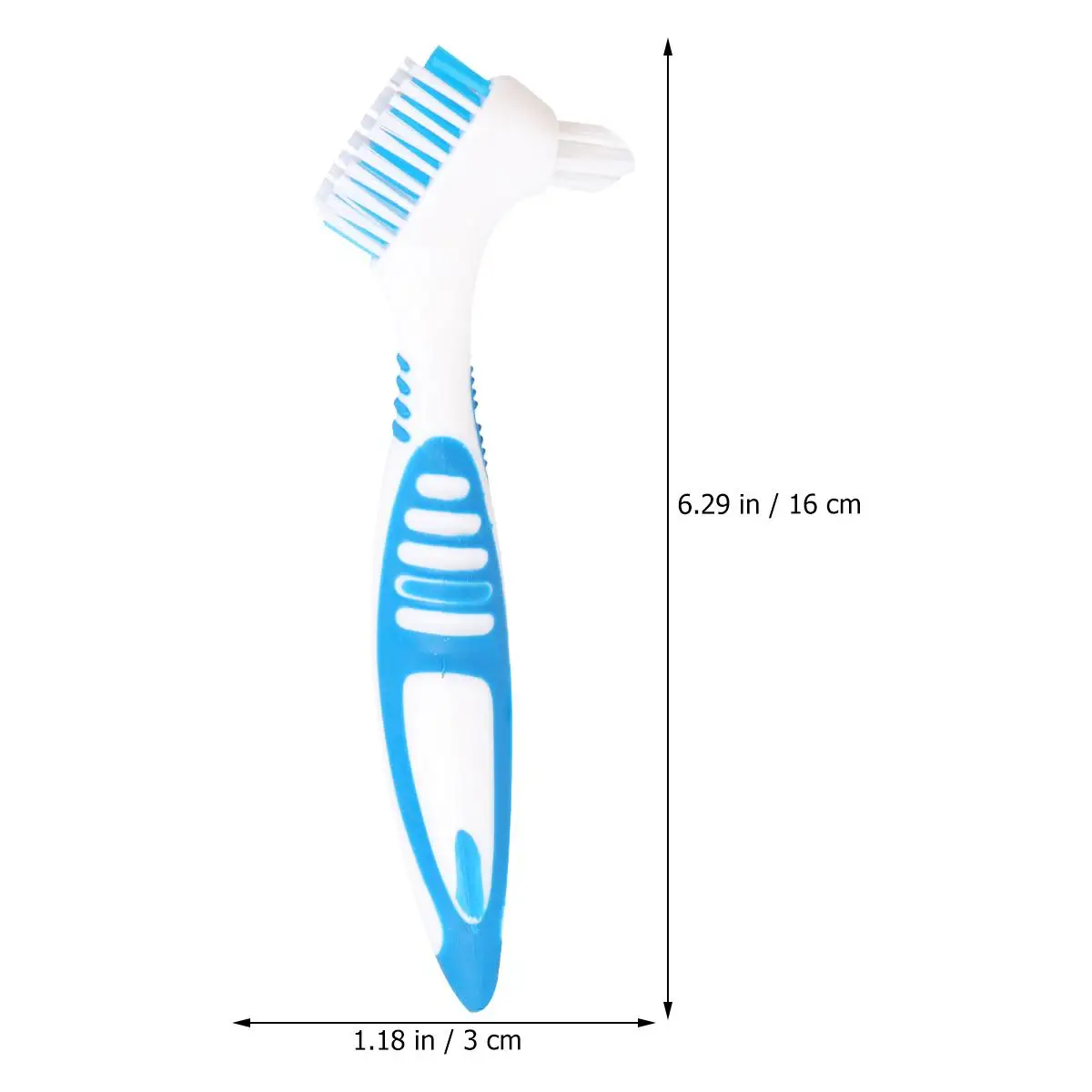 

1Pc Portable Dentures Toothbrush Non-slip Design Denture Cleaning Brush Double Brush Head False Teeth Cleaning Brush with