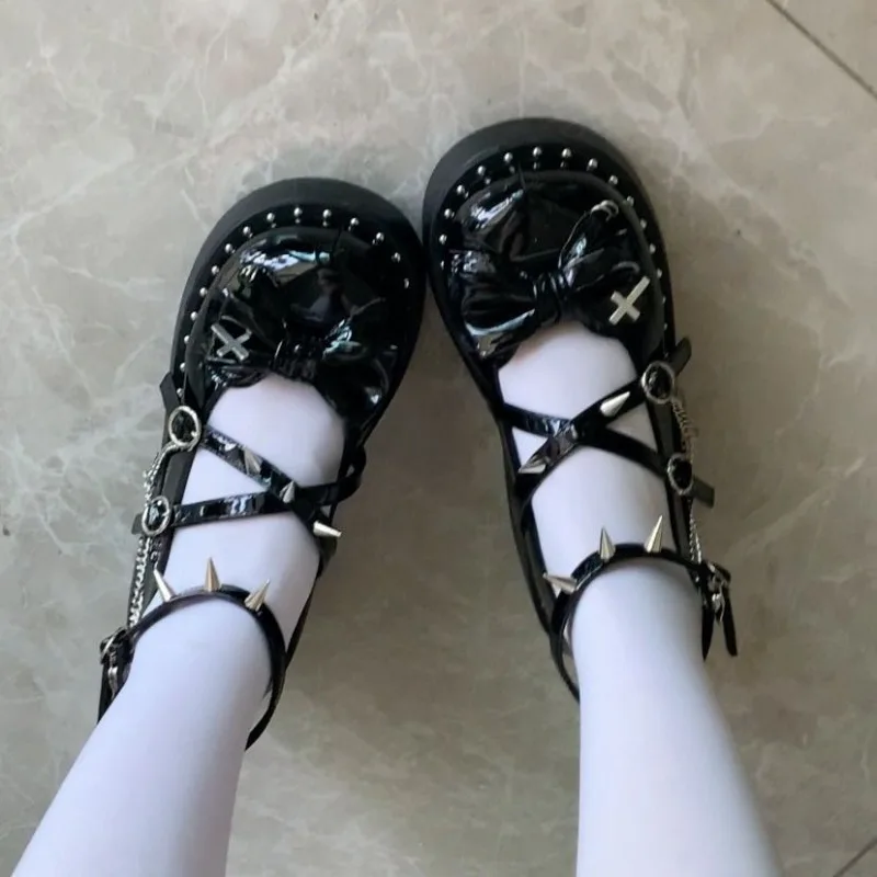Cross Original Vielseitige Uniformschuhe für Damen, Lolita-Plateauschuhe mit Absatz, niedrige Größe, Kawaii-Design, Prinzessinnen-Partyschuhe, neu