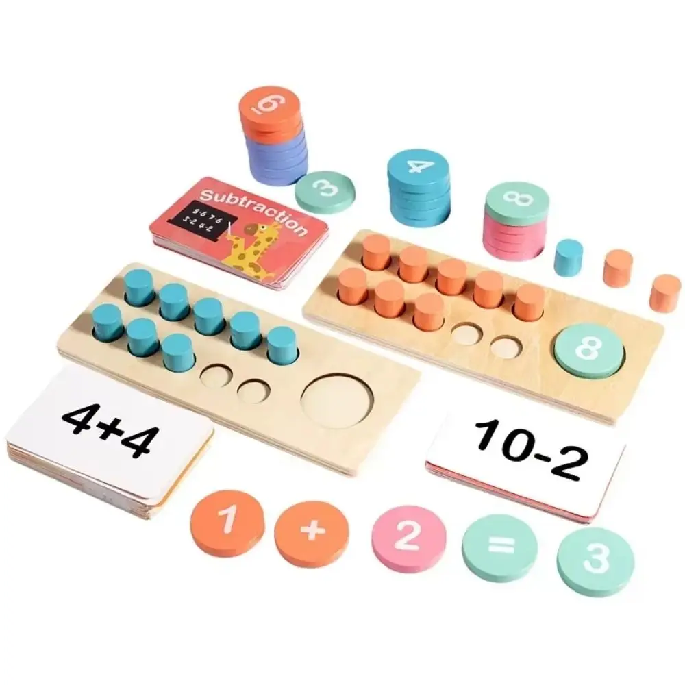 1 Set Ten Frame Kids Arithmetic Toys Wooden Logical Thinking Kids Math Modular Toys Operation Addition Children Montessori Games