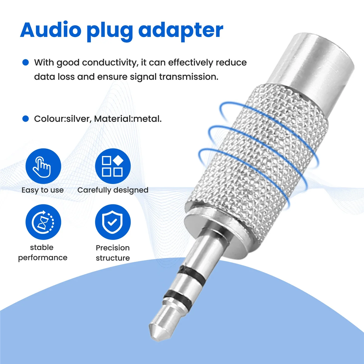 3.5mm Stereo Male to RCA Mono Female Audio Adapter,silver