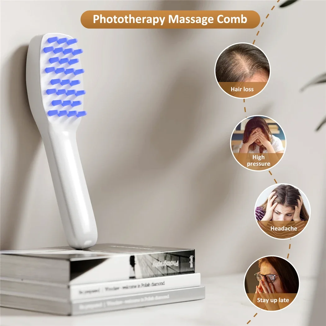 Electric Vibration Hair Growth Massage Comb Red and Blue Light Therapy Portable Micro-current Medicine Nourishing Anti Hair Loss