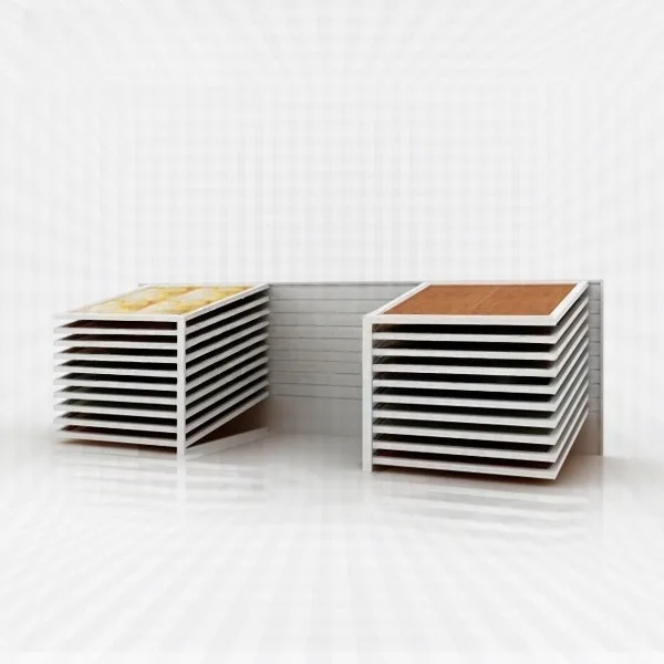 Craftgrainpro Modern Wood Flooring Display Rack Customized Shelf Stand with Base Plate for Product Display view 2