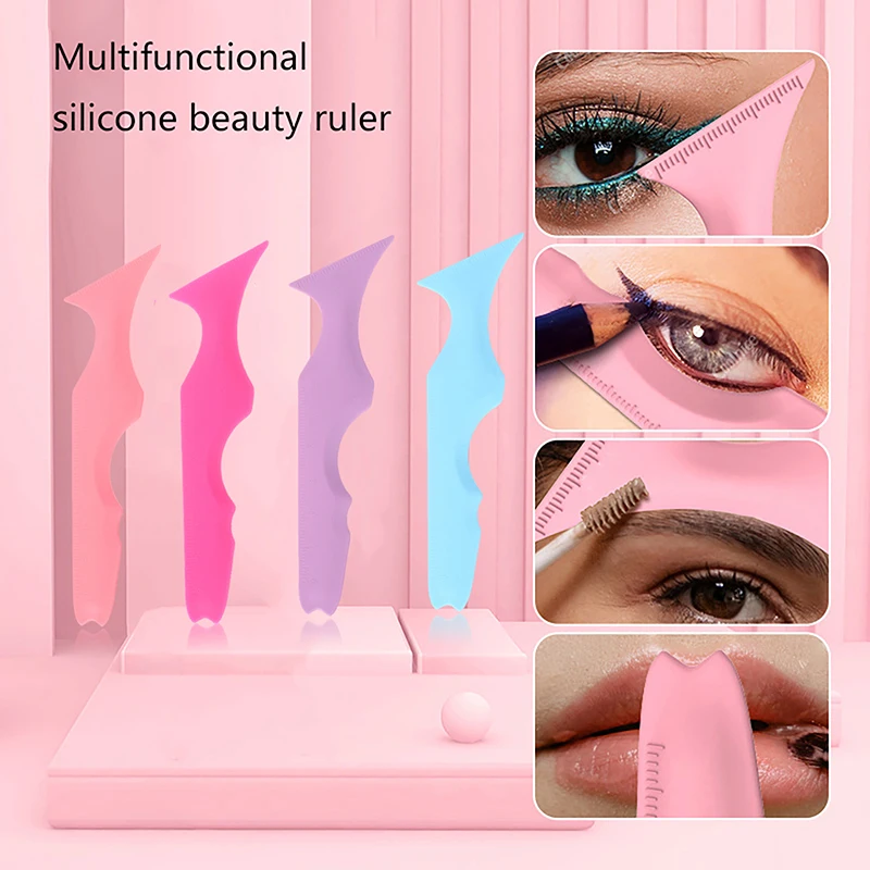 Multi-Funcional Silicone Eyeliner Régua, Eye Mouth, Ferramentas de Maquiagem, Auxiliar Eyeliner, Lip Line Arc com Escala, iniciante, reutilizável