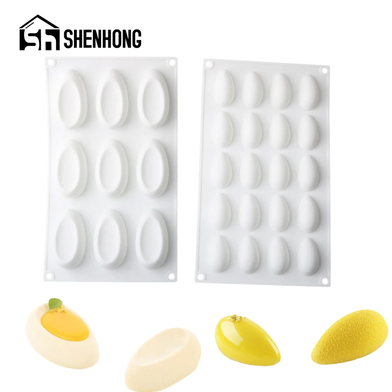 

SHENHONG Concave Waterdrop or Olive Design Food Grade Cake Molds Silicone Chocolate Mold Mousse Mould Dessert Baking Tools