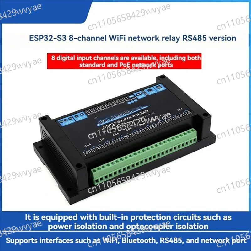 

8CH Wi Fi Network Relay ESP32-S3-ETH-8DI-8RO Supports RS485 Bluetooth or Wi Fi Remote Control