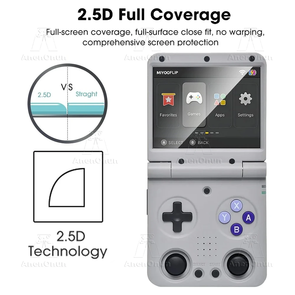 Bruchsicheres gehärtetes Glas für Miyoo Flip / Miyoo Flip V2 Ultra HD, kratzfest, Anti-Fingerabdruck, 2,5D-Bildschirmschutz mit gebogenen Kanten – Detail 2