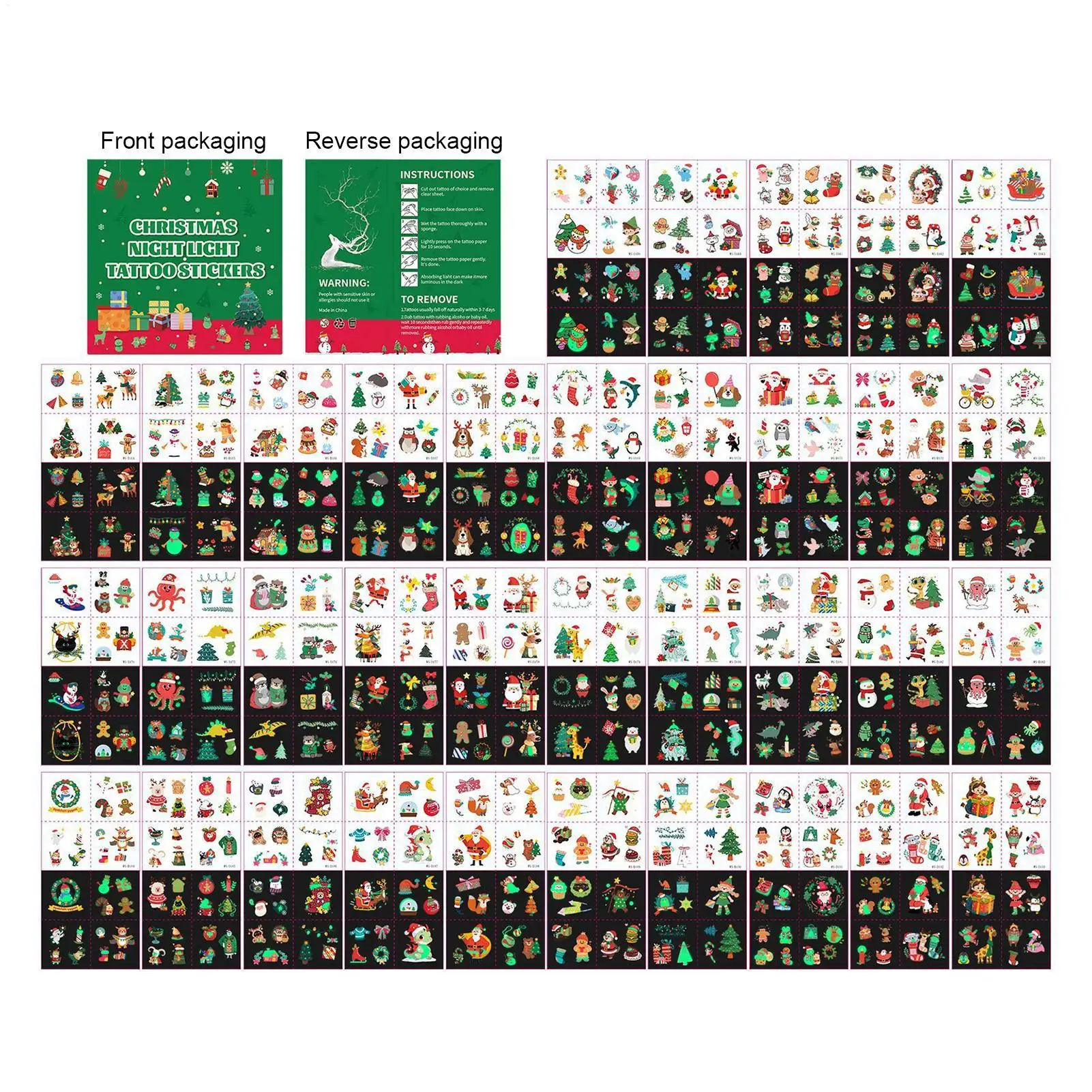

35pcs Christmas Body Stickers Waterproof Cute Sweatproof Santa Body Stickers Christmas Glow-in-the-dark Stickers For Boys Girls