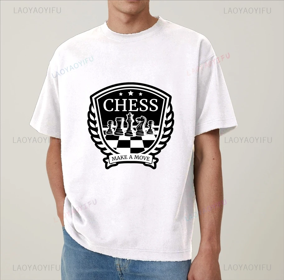 Chess Fashion Printed Men's T-shirt, Everyday Casual Streetwear, Spring Summer Men's Top Cotton 0 Neck T-shirt