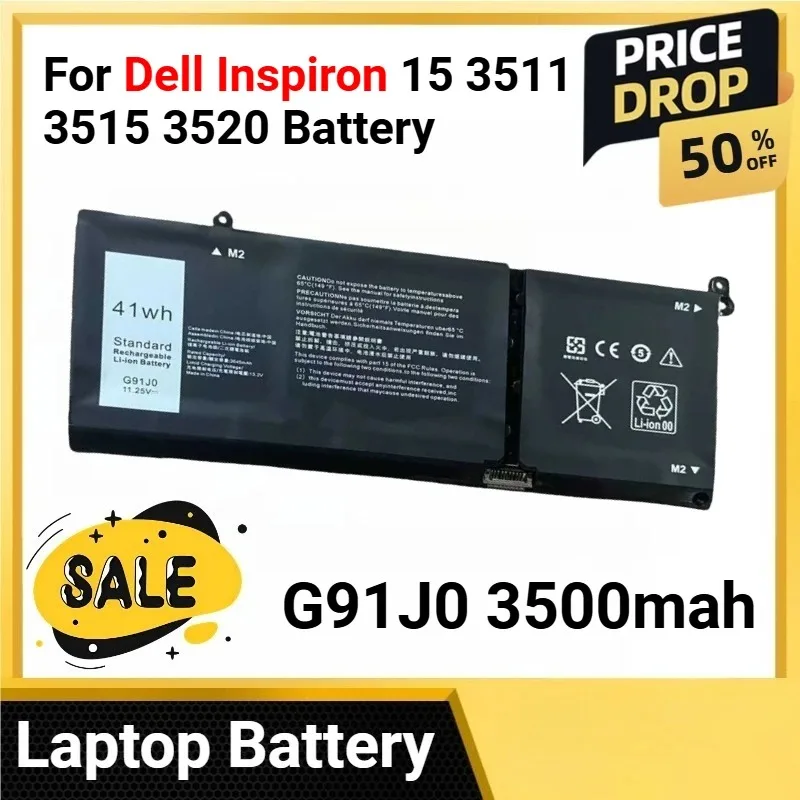 

G91J0 3500 мАч для Dell Inspiron 15 3511 3515 3520 Аккумулятор для серии 13 5310 5320 5330 5410 5415 Vostro 3510 5620 Latitude 3320