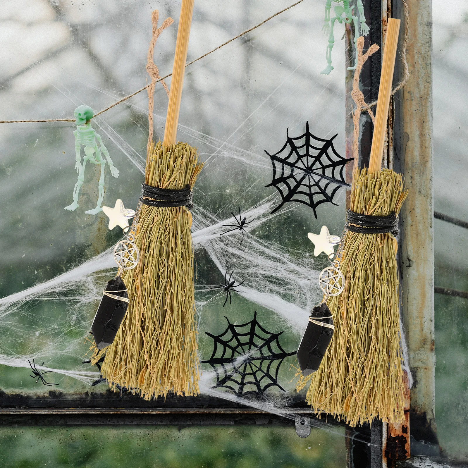 

Halloween Decor Pendant Broom Craft Branch Broom Adornment Decorative Hanging Pendant For Party Home Shop Decoration