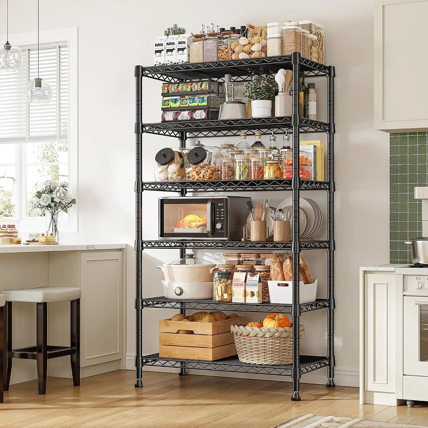 Metal Shelving Unit 6-Tier Adjustable Wire Rack 800LBS Deep Pantry Shelf Kitchen Closet 2 Pack, Customized