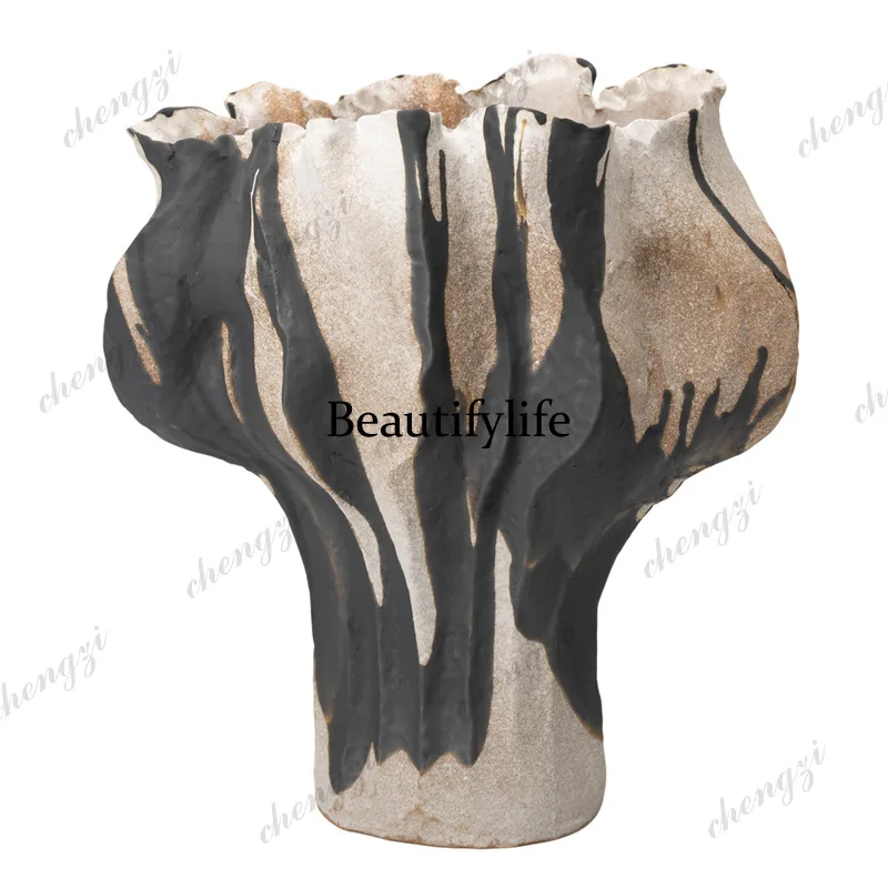 A95 ceramic vase hand-painted striped home decoration ornament flower arrangement device