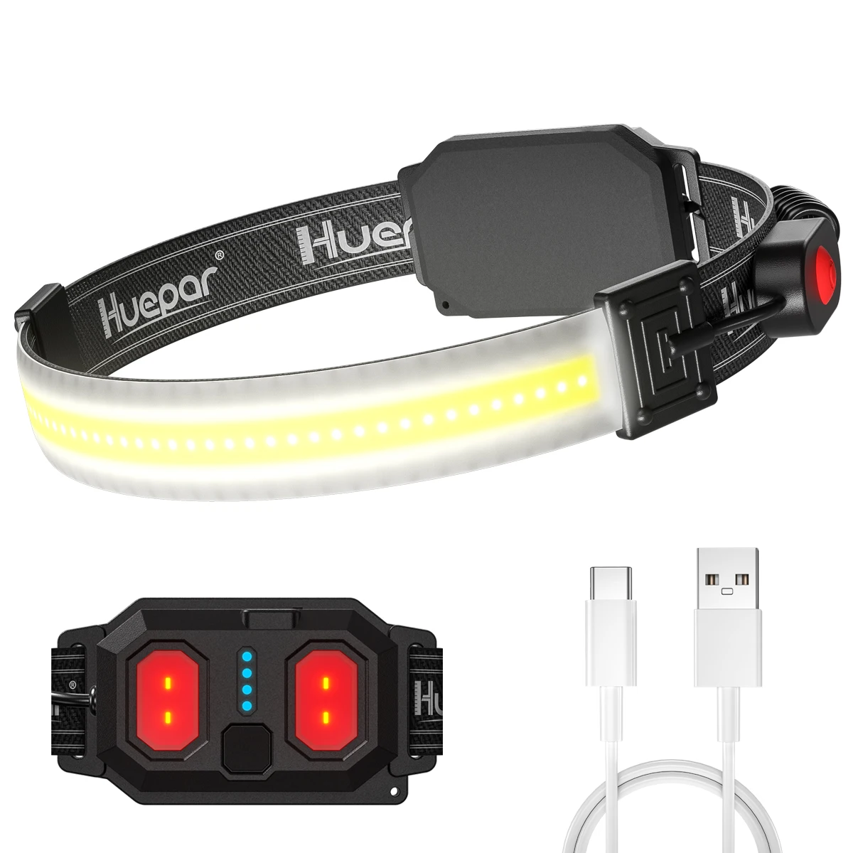 AliExpress Huepar LED Headlamp USB Charging ,Leightweight Headlight With 3 Modes For Camping Running Hiking, Cycling Hard Hat Band Light
