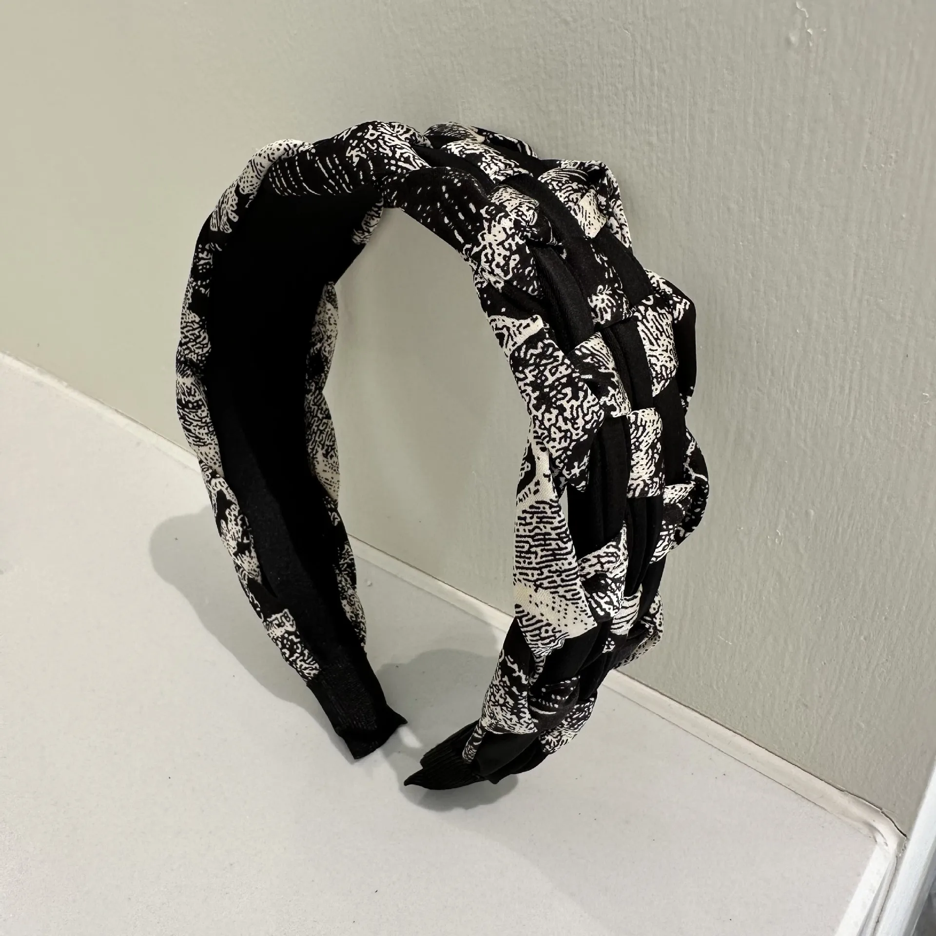 British Bear Plaid Crossed Hair Accessories Headbands For Women High Quality Retro Coffee Brown English Plaid Hair Band Scrunchy