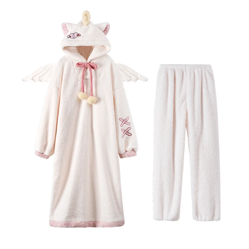 Angel Demon Pajama Party Costume Nightclothes Coral Fleece Winter Warm Pyjamas Outfit Couples Lover Matching Pajamas