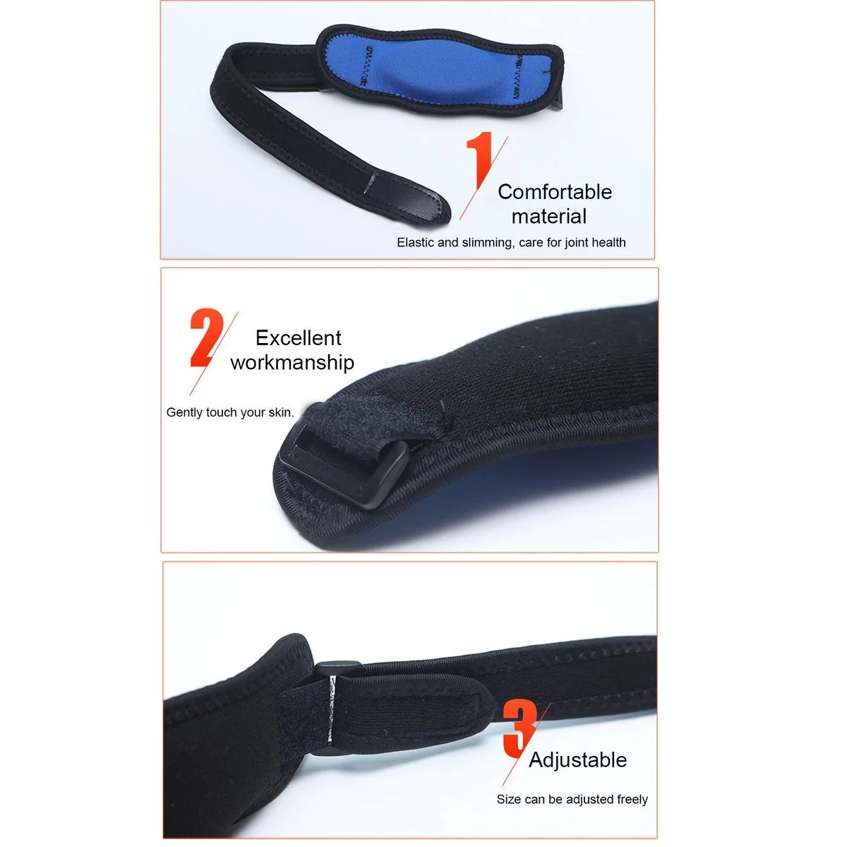 One Piece Adjustable Elbow Support Strap Comfortable Compression Elbow Brace for Pain Relief and Injury Recovery