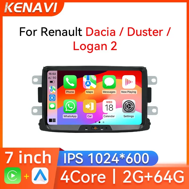 2 Din Android Car Radio For Renault Dacia Duster Logan Sandero Lodgy Lada Xray Captur Dokker Multimedia Player GPS Carplay Auto