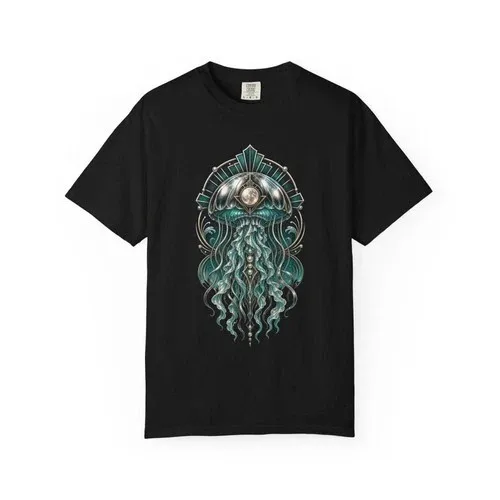 Chrome Art Deco Jellyfish Oracle T-shirt Graphic Printed Graphic T Shirts Short Sleeve Ropa Hombre