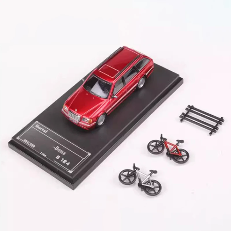 Mortal Diecast 1/64 S124 Station Wagon - met fietsaccessoires Legering automodel Klassiekers Volwassen souvenircadeau Hobby en speelgoed