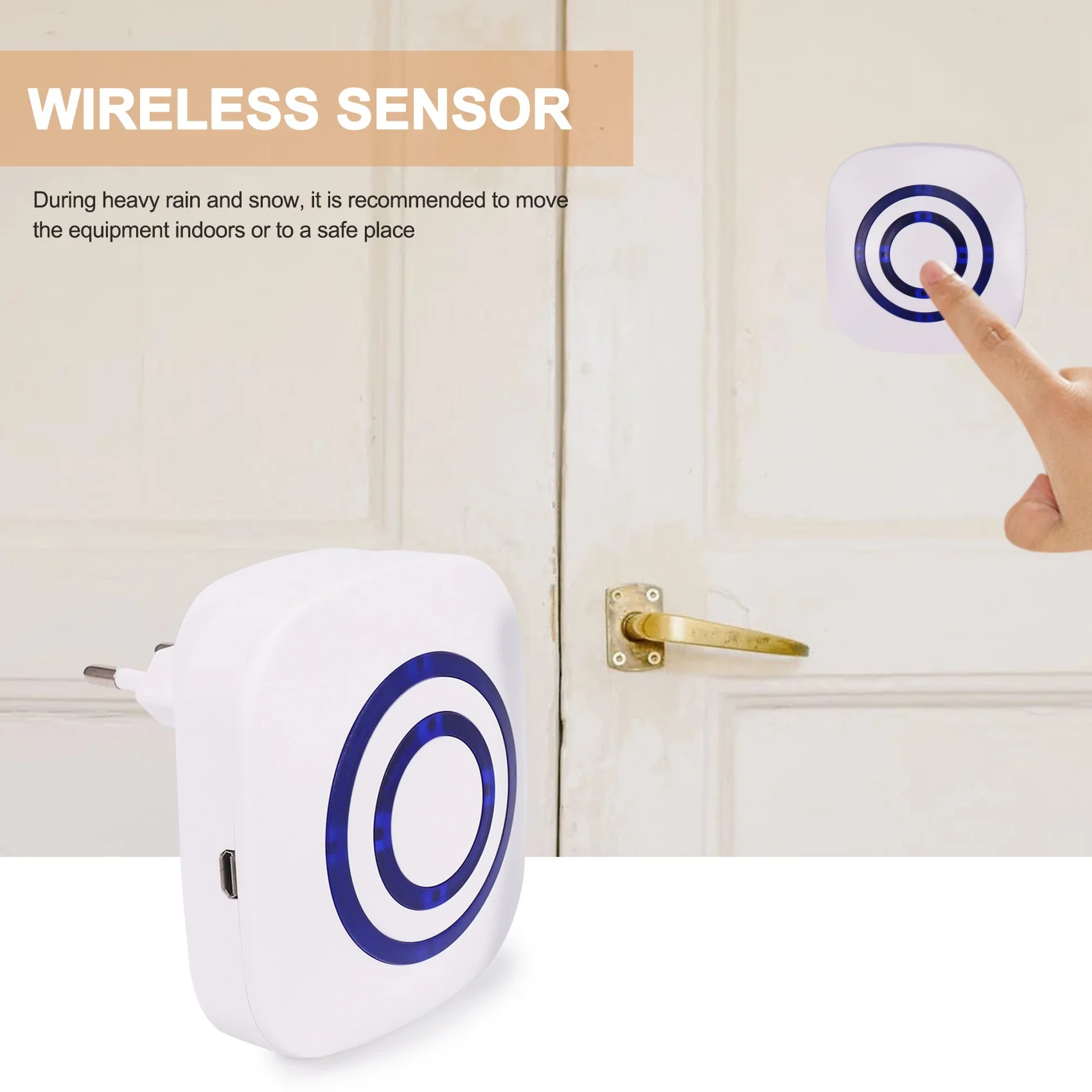 Campanello per porta, rilevatore di sensori di movimento per porte aziendali wireless Campanello per visitatori intelligenti Allarme per vialetto di sicurezza domestica con 1 ricezione plug-in