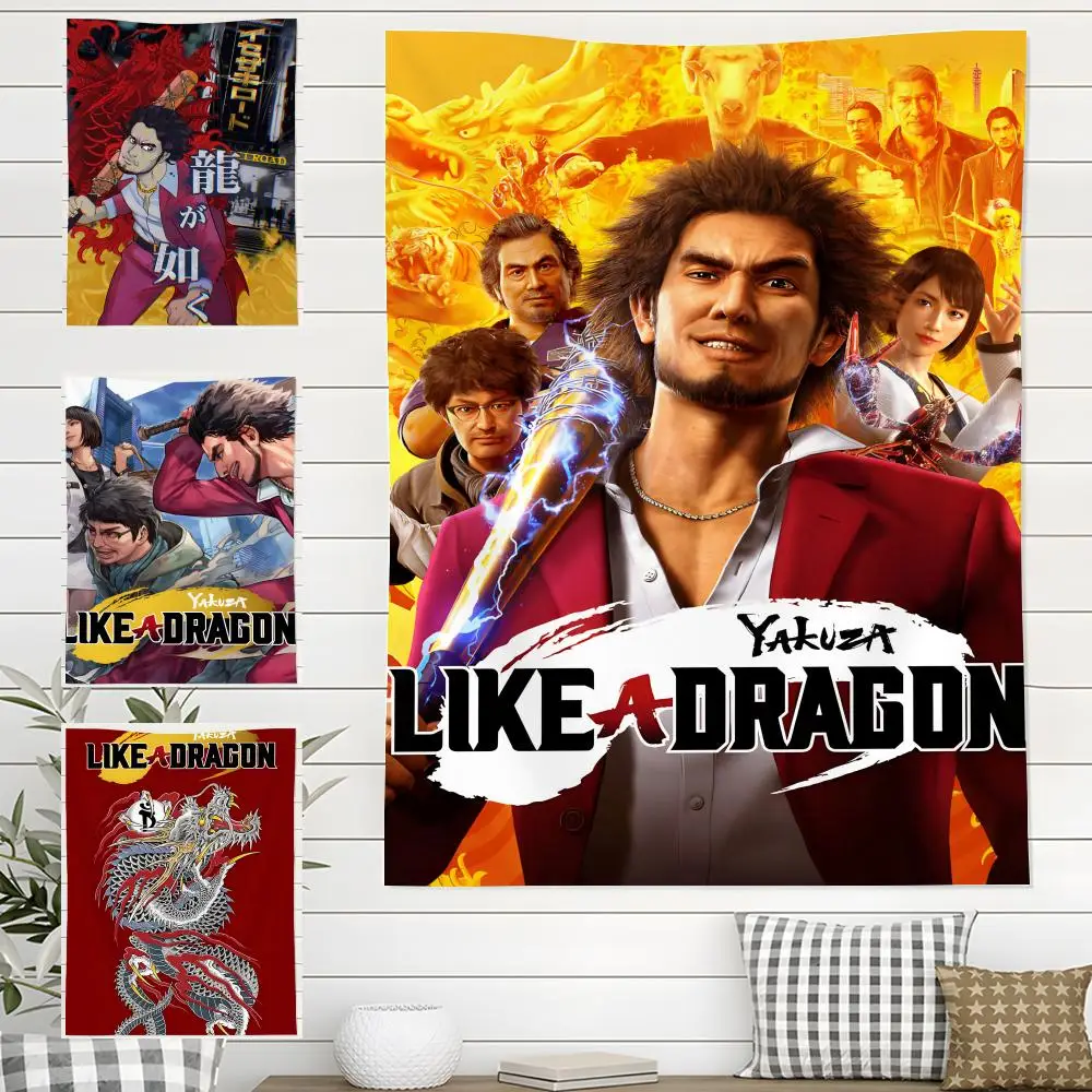 

Гобелен с изображением видеоигры Y-yakuza Like A Dragon для использования в помещении и на открытом воздухе, для гостиной, спальни, патио, прочный, универсальный декор, для использования в любую погоду