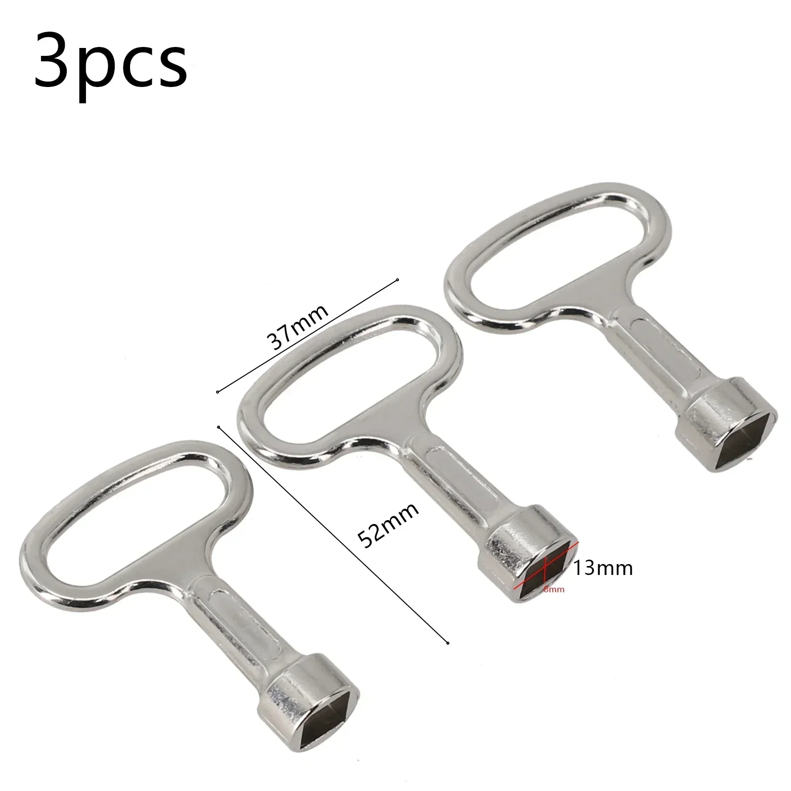 3PCS 8mm Water Valve Tap Vent Key Stainless Steel Square Heating Key Heating Vent Key Electric Cabinet Door Lock Wrench