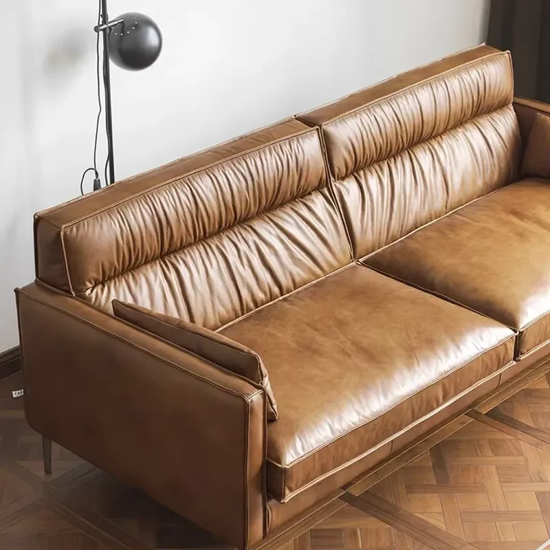 Arabic Sofa Set  Floor Leather Recliner Sofa Set cognac Leather