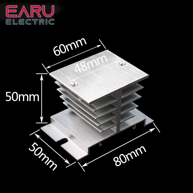 1 pcs New Aluminum Fins Single Phase Solid State Relay SSR 10A to 40A Aluminum Heat Sink Dissipation Radiator Newest  Rail Mount