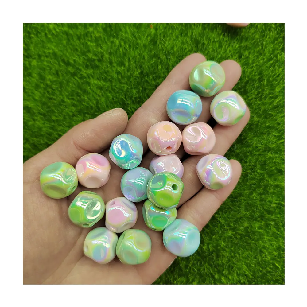 18mm Plating Round Beads with Hole Acrylic Jewelry Beads for DIY Bracelet Necklace Keychain Yiwu Supplier